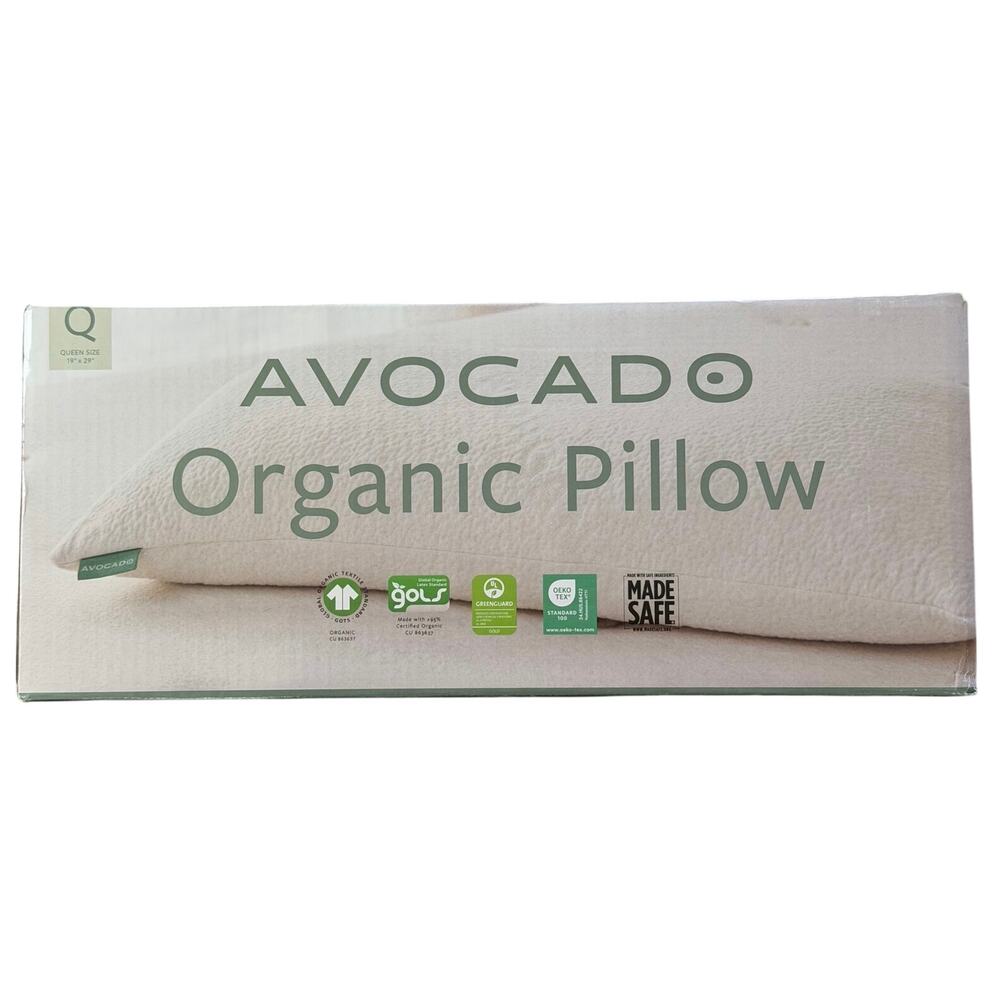 Avocado 100% Certified Organic Bed Pillow w/ Natural Latex and Kapok Fill Queen
